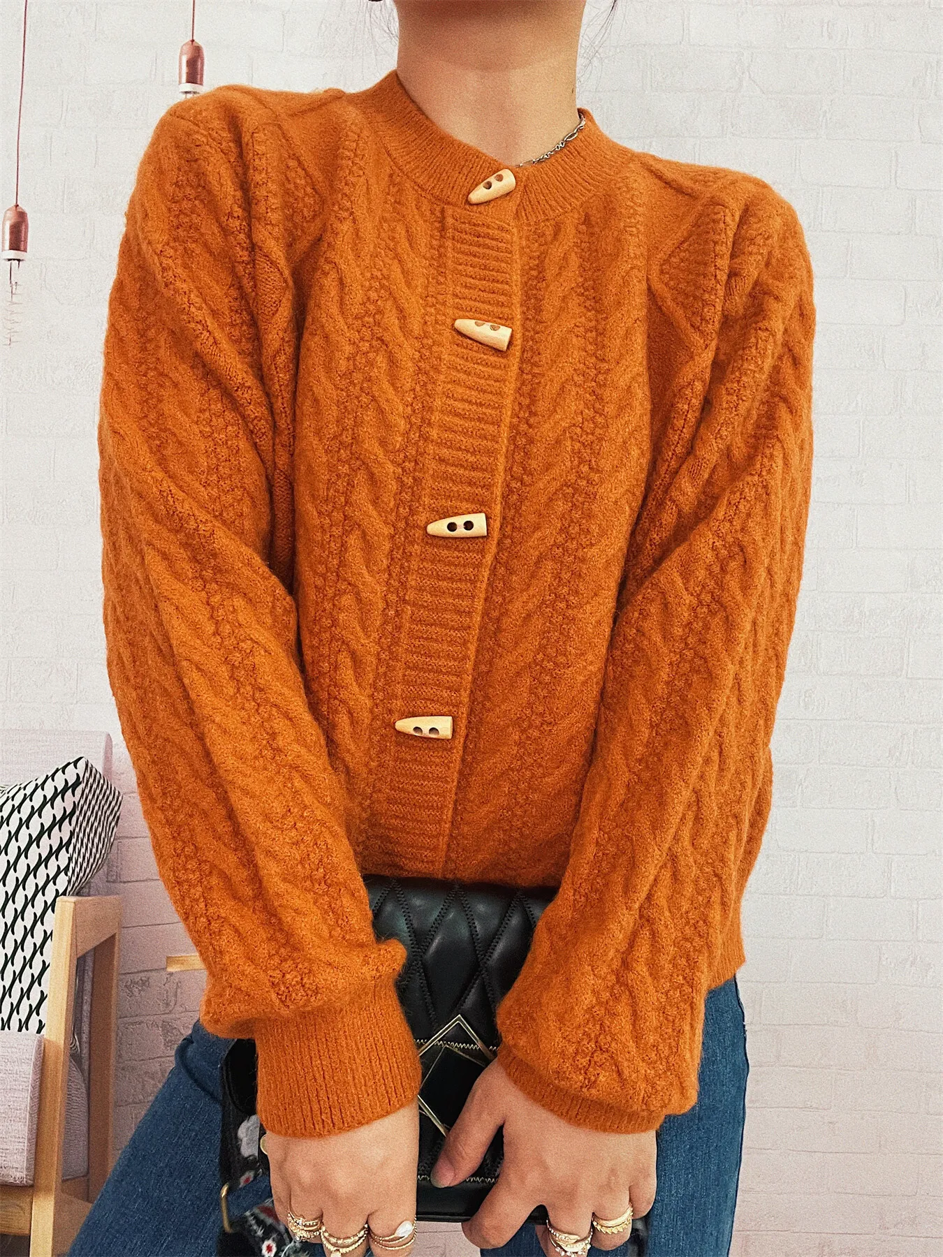 Cable Knit Button-Up Cardigan - Image 9