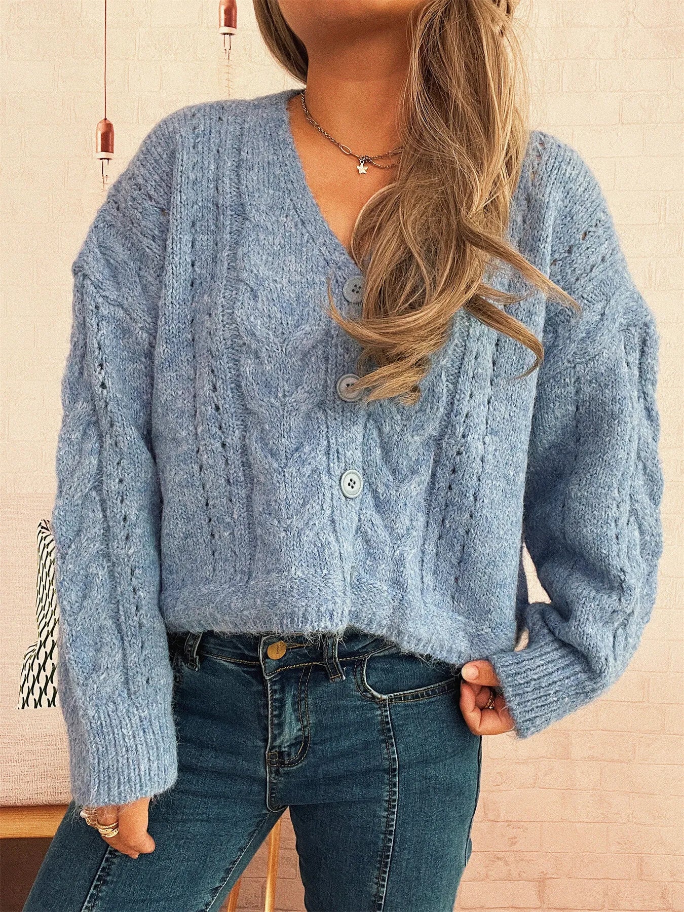 Cable Knit Button-Up Cardigan - Image 18