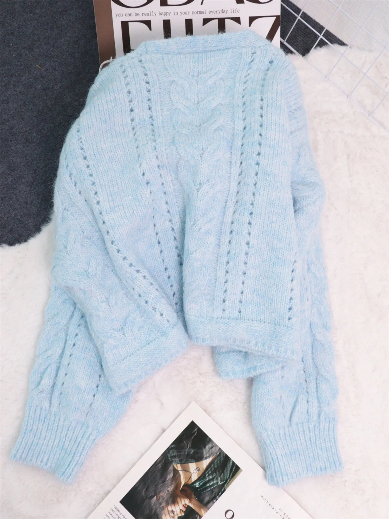 Cable Knit Button-Up Cardigan - Image 3