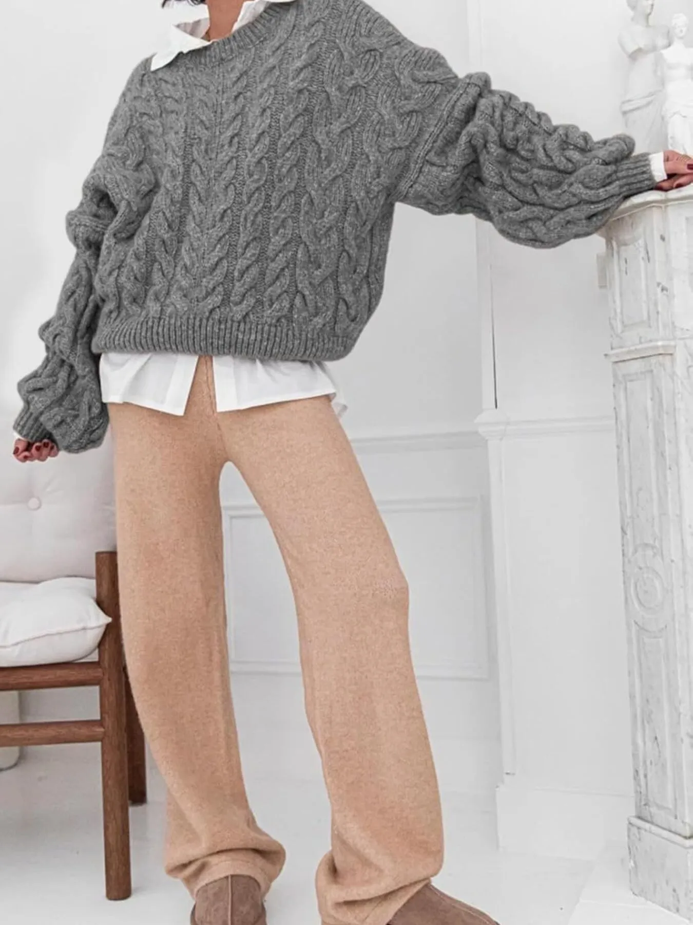 Cable Knit Long Sleeve Sweater - Image 17