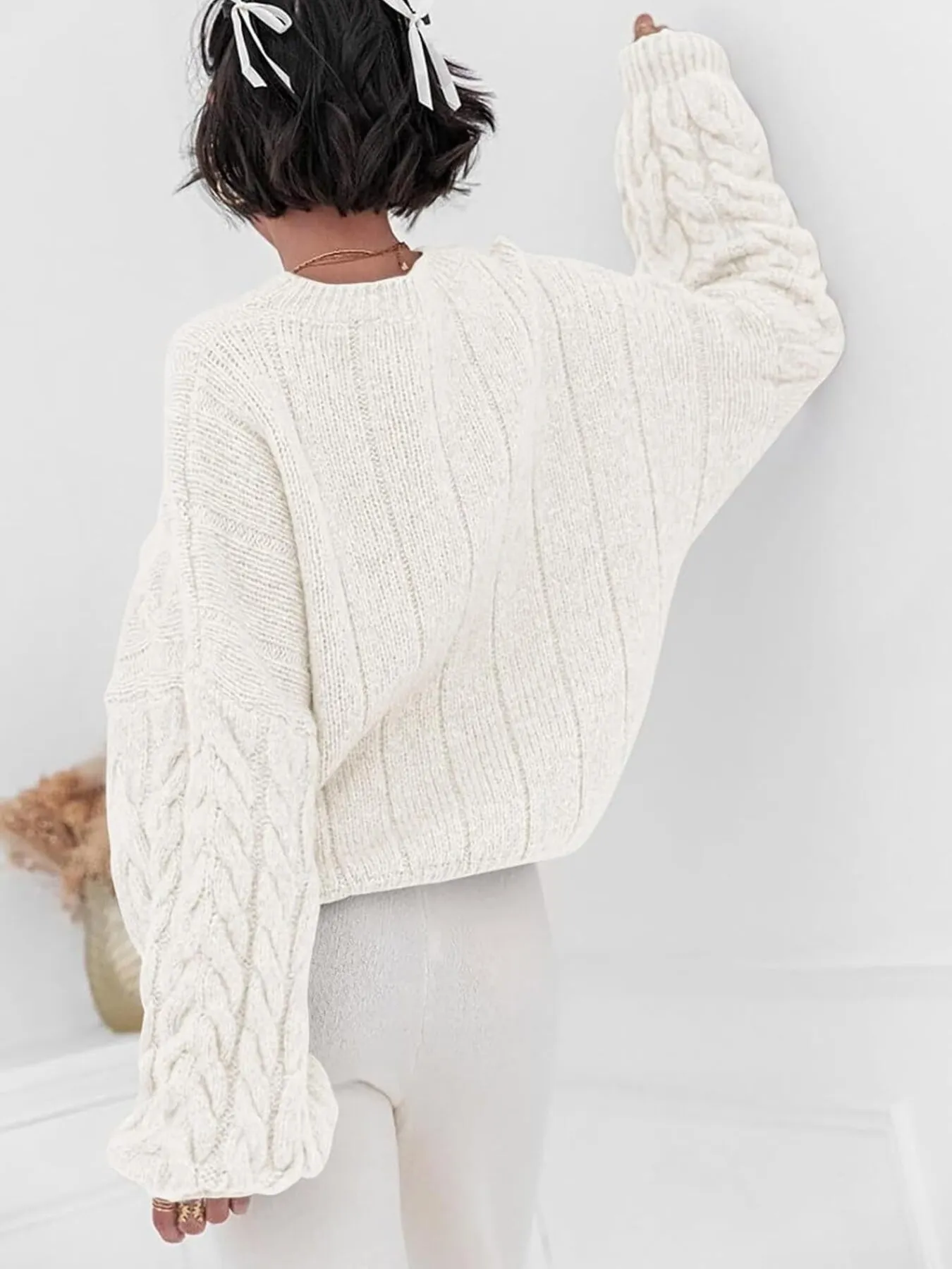 Cable Knit Long Sleeve Sweater - Image 6