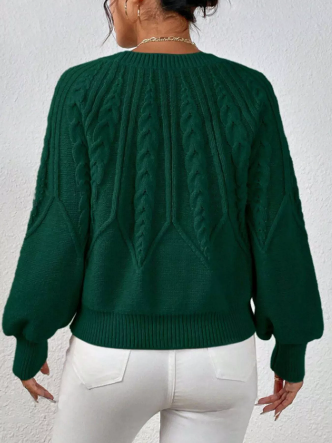Cable Knit Long Sleeve Sweater - Image 12
