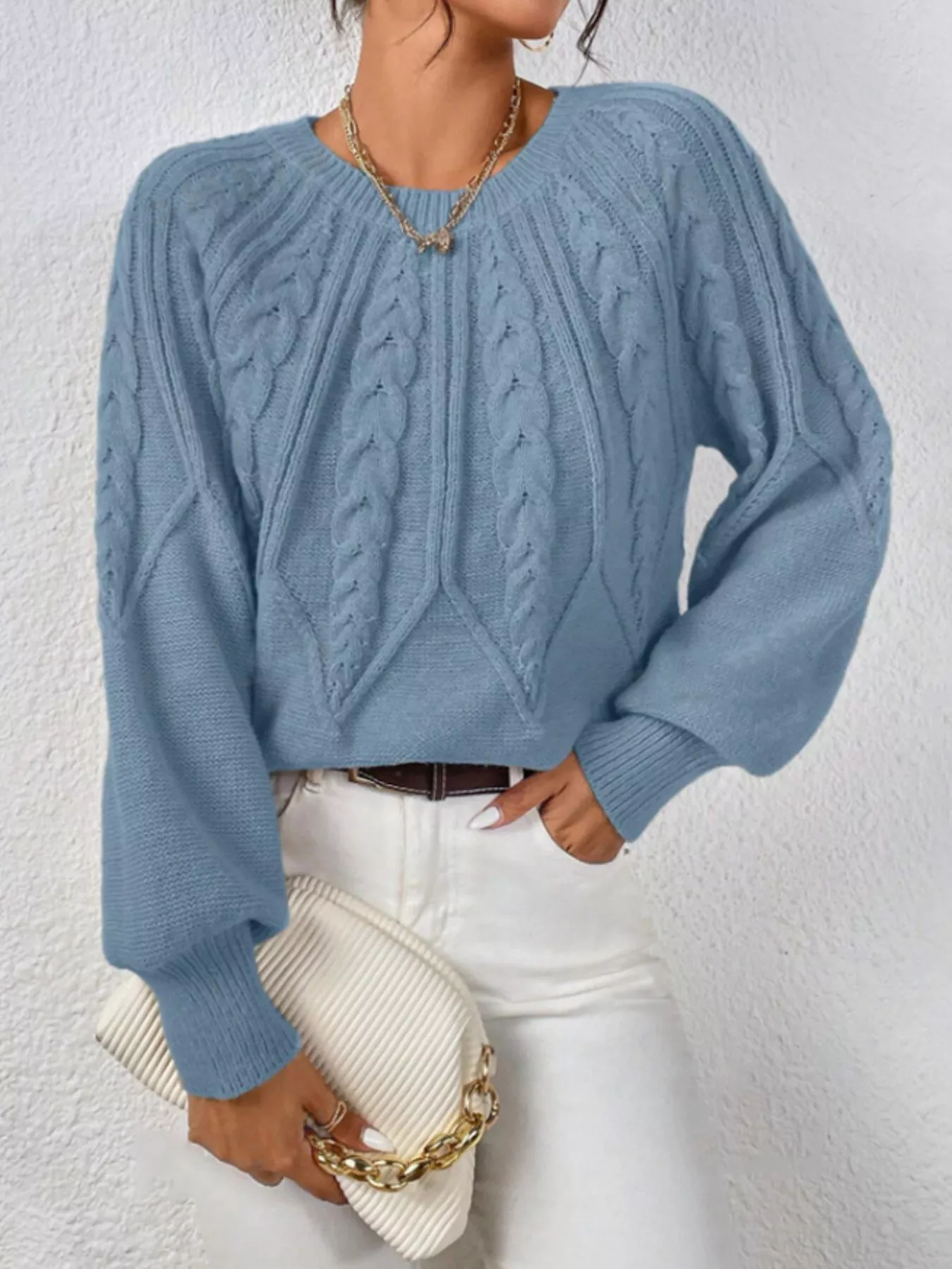 Cable Knit Long Sleeve Sweater - Image 13