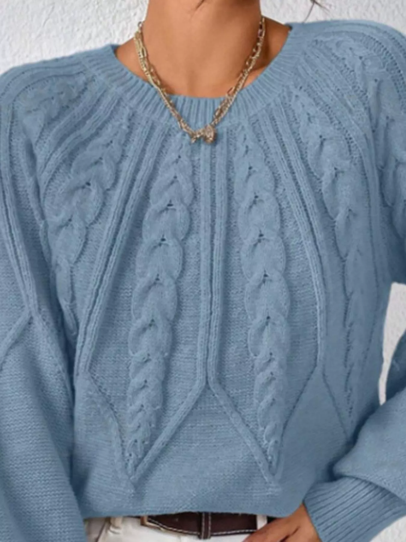 Cable Knit Long Sleeve Sweater - Image 14