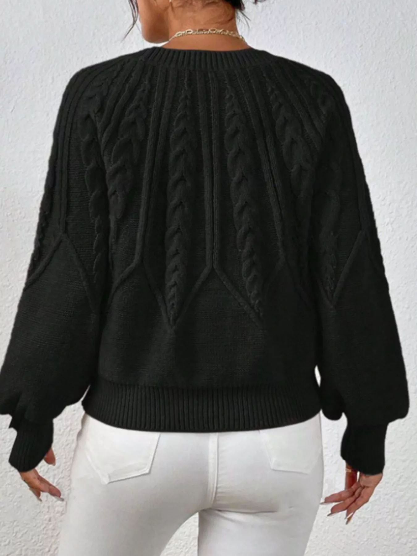 Cable Knit Long Sleeve Sweater - Image 18