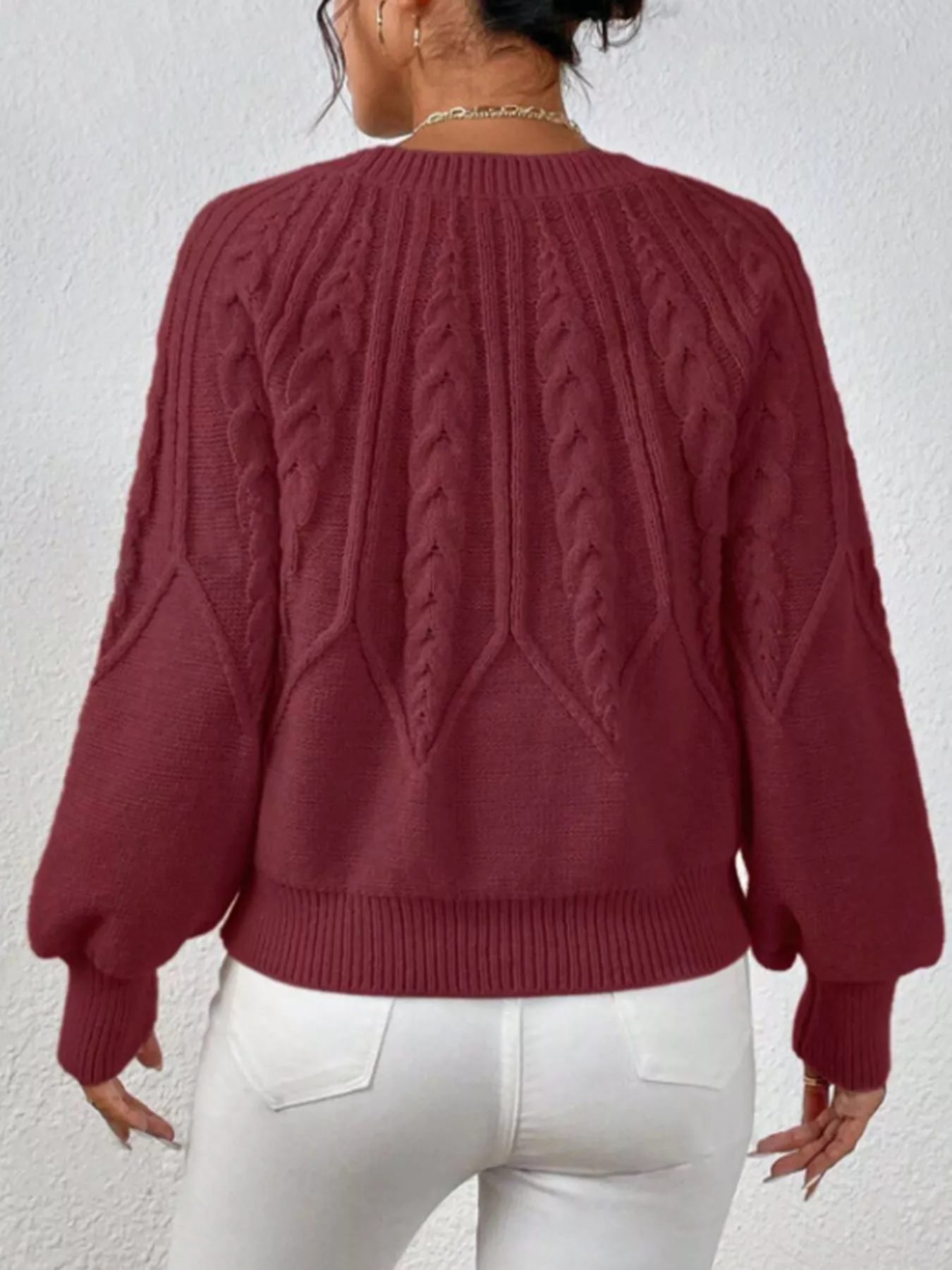 Cable Knit Long Sleeve Sweater - Image 24