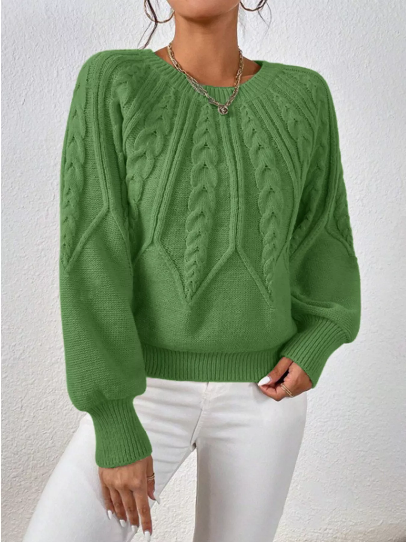 Cable Knit Long Sleeve Sweater - Image 28