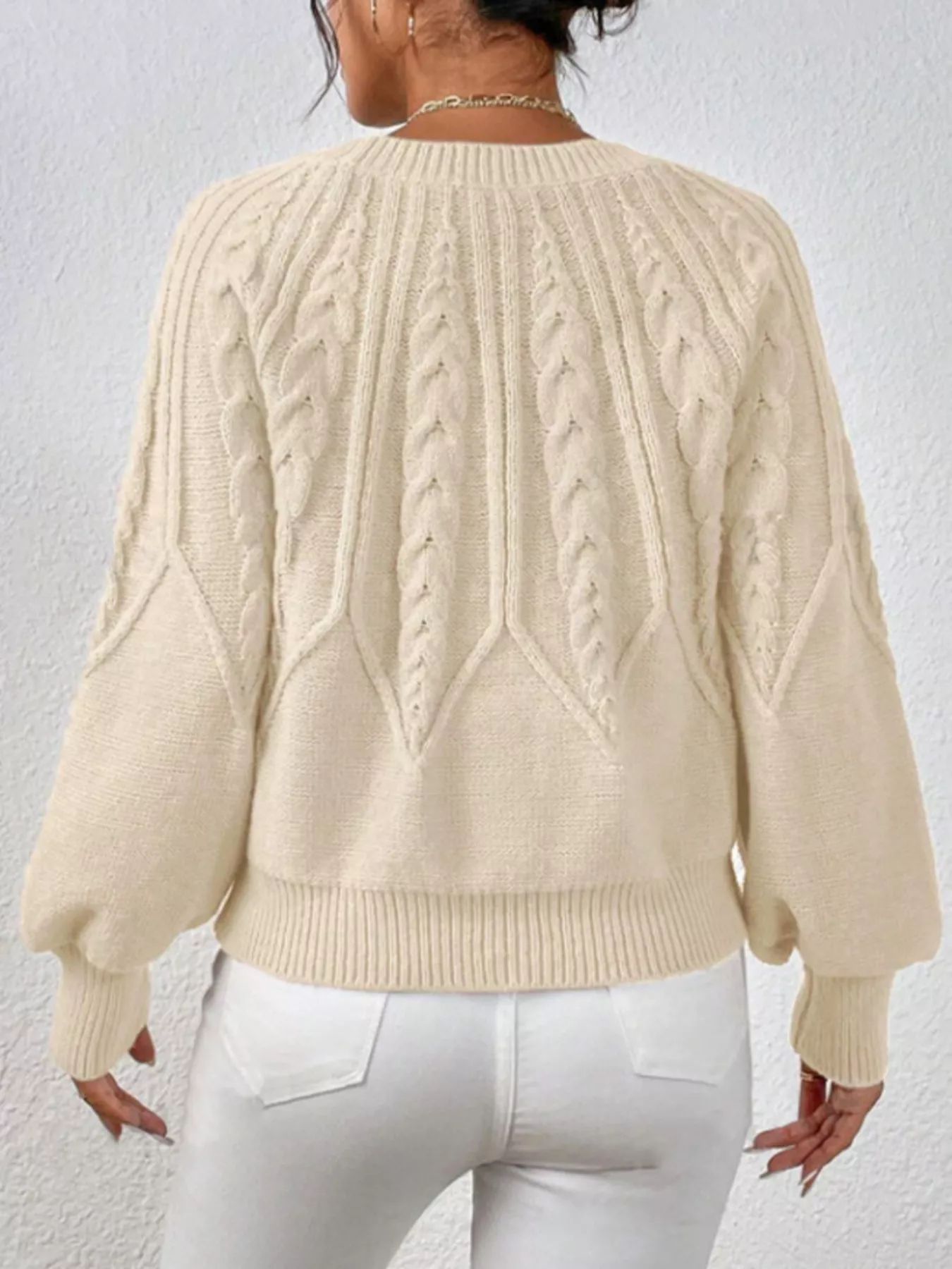 Cable Knit Long Sleeve Sweater - Image 3