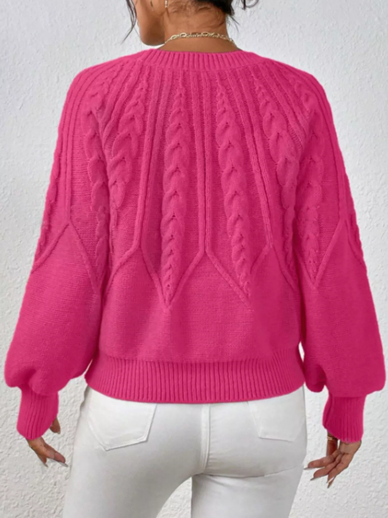 Cable Knit Long Sleeve Sweater - Image 32