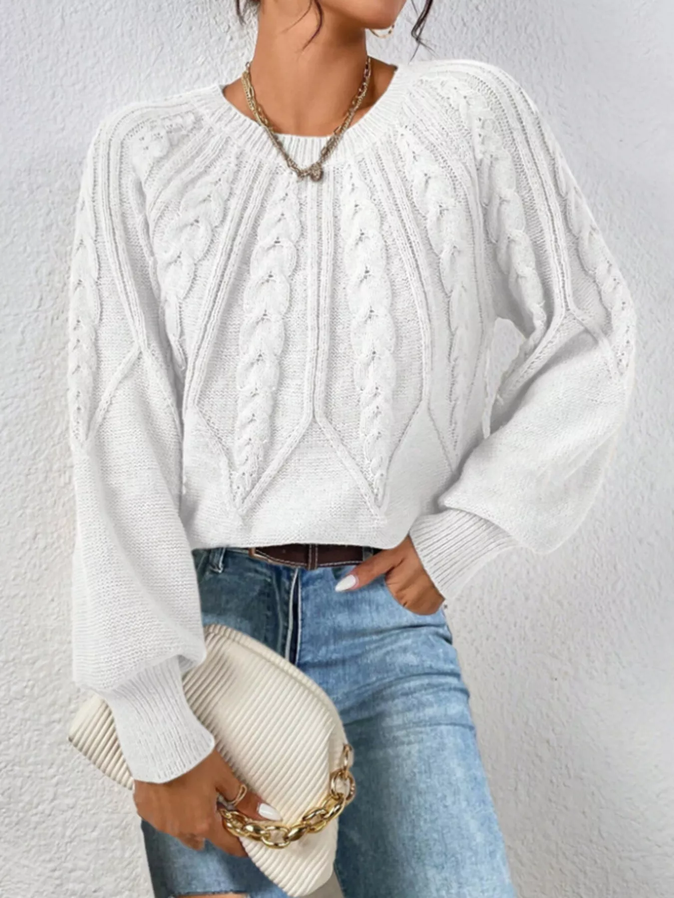 Cable Knit Long Sleeve Sweater - Image 4