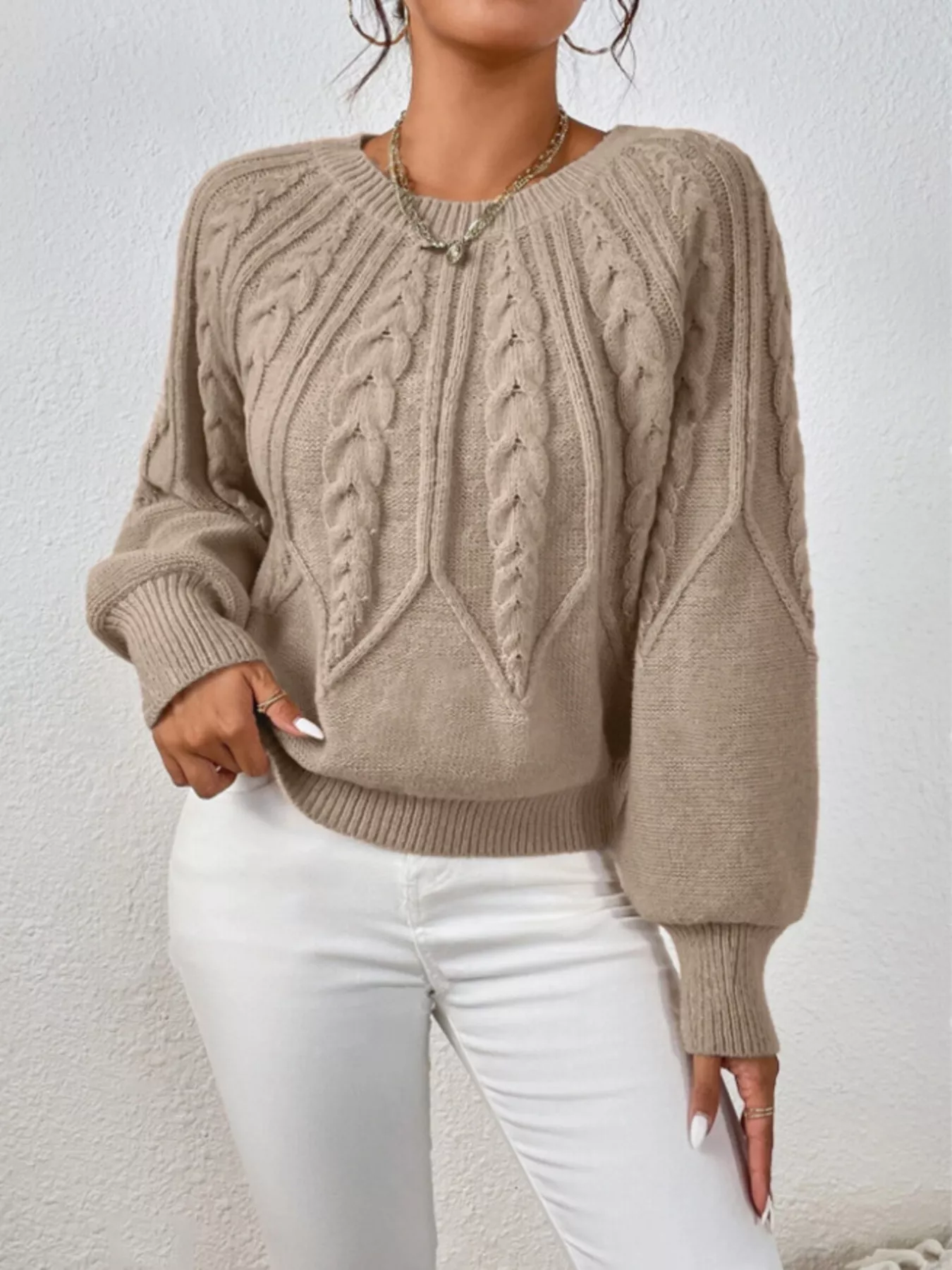 Cable Knit Long Sleeve Sweater - Image 7