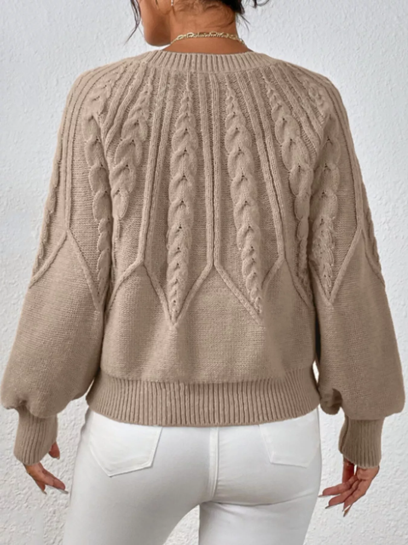 Cable Knit Long Sleeve Sweater - Image 9