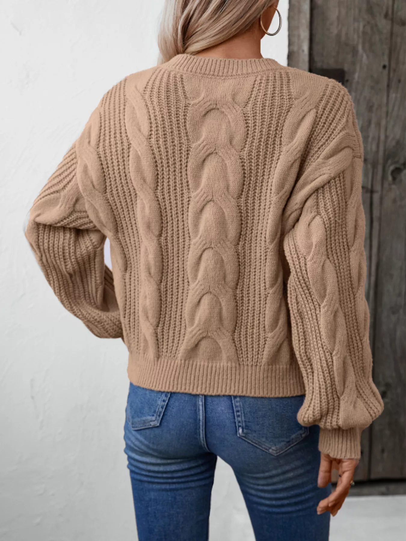 Cable Knit Long Sleeve Sweater - Image 2