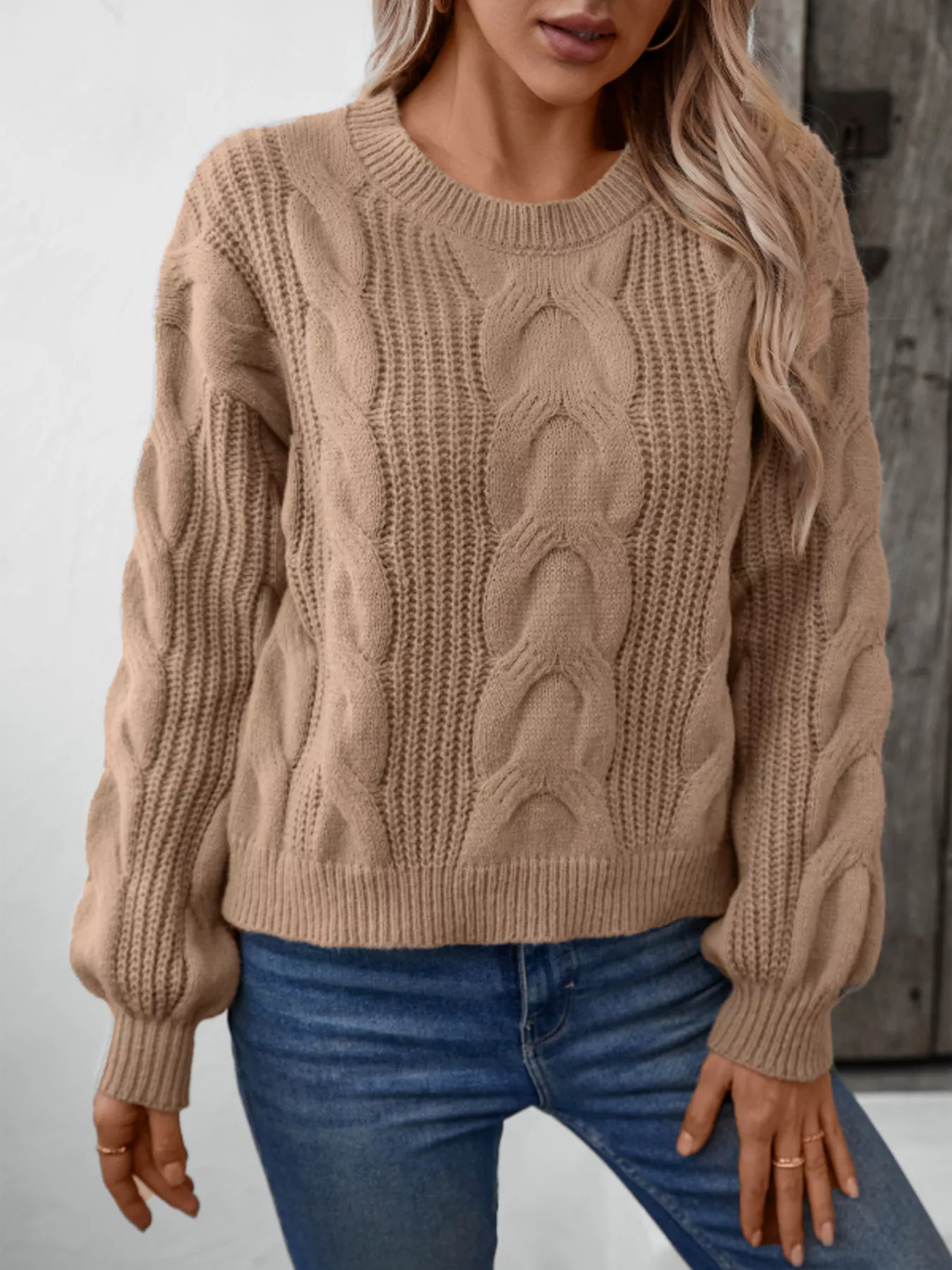 Cable Knit Long Sleeve Sweater - Image 5