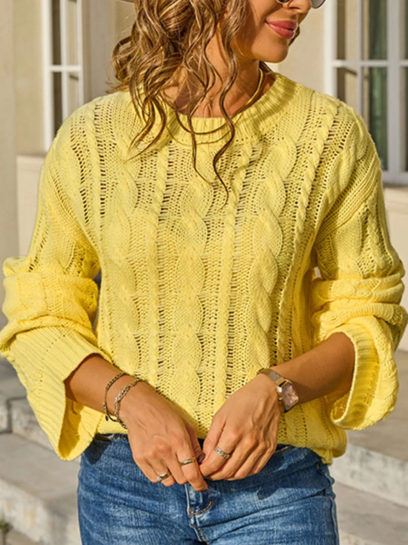 Cable Knit Long Sleeve Sweater - Image 15