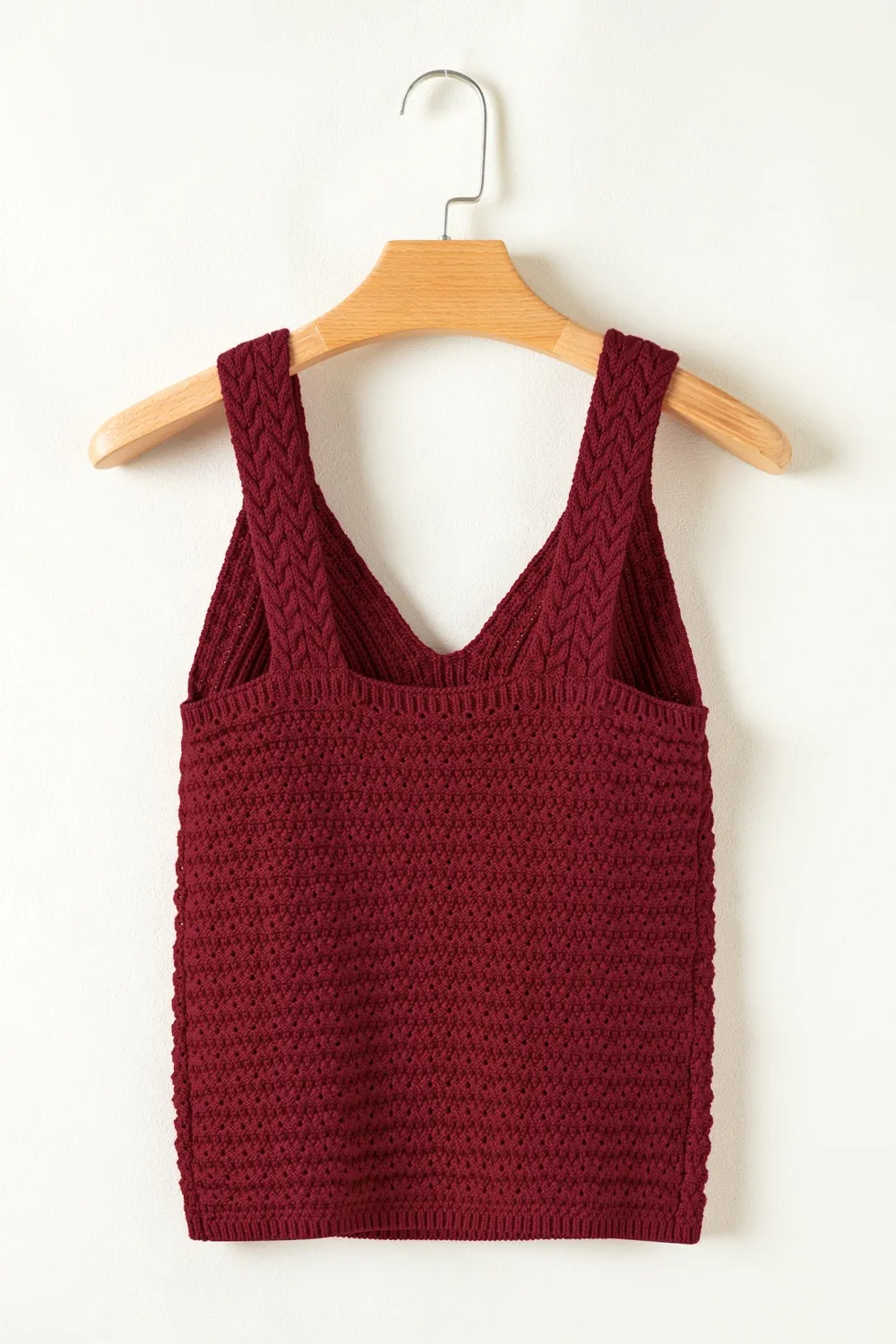 Cable Knit Pointelle Slim Fit V Neck Sweater Vest - Image 7