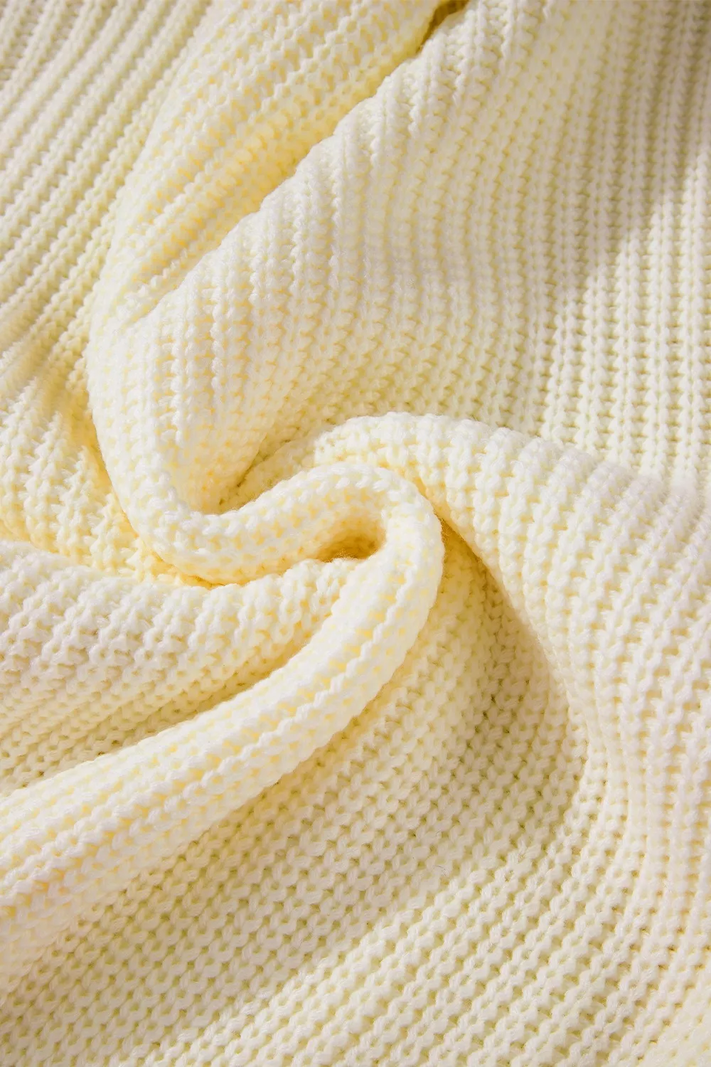 Cable Knit Pumpkin Raw Hem V Neck Loose Sweater - Image 11