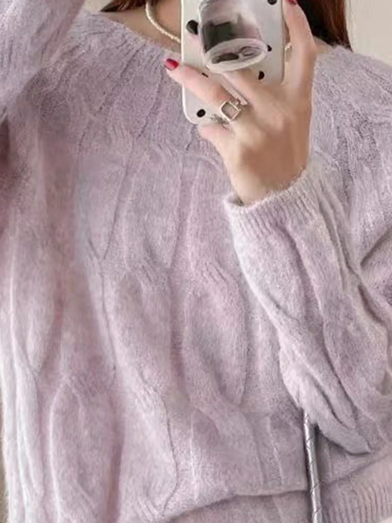 Cable-Knit Round Neck Sweater - Image 3