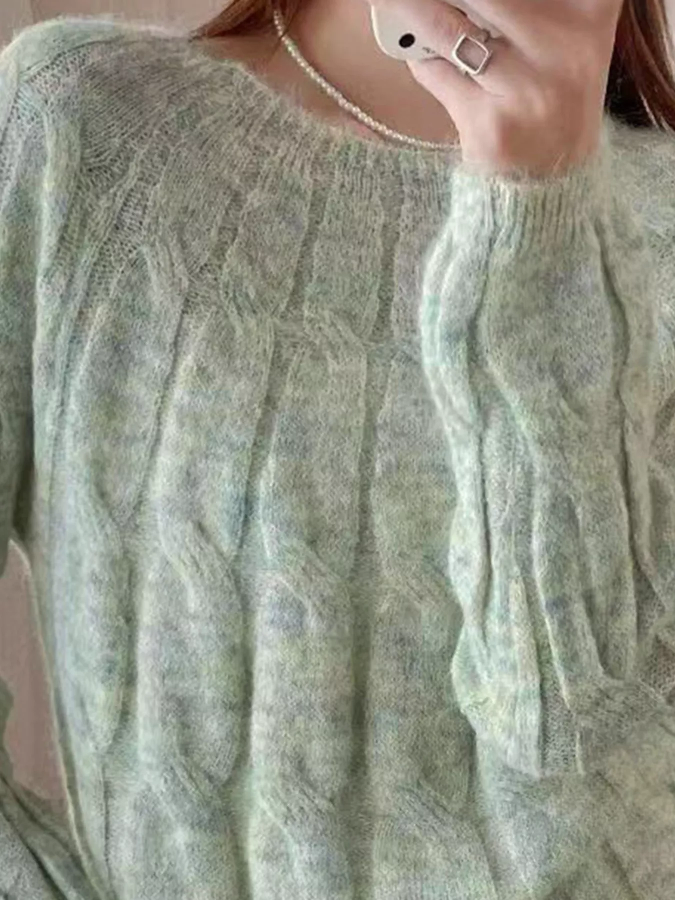 Cable-Knit Round Neck Sweater - Image 6