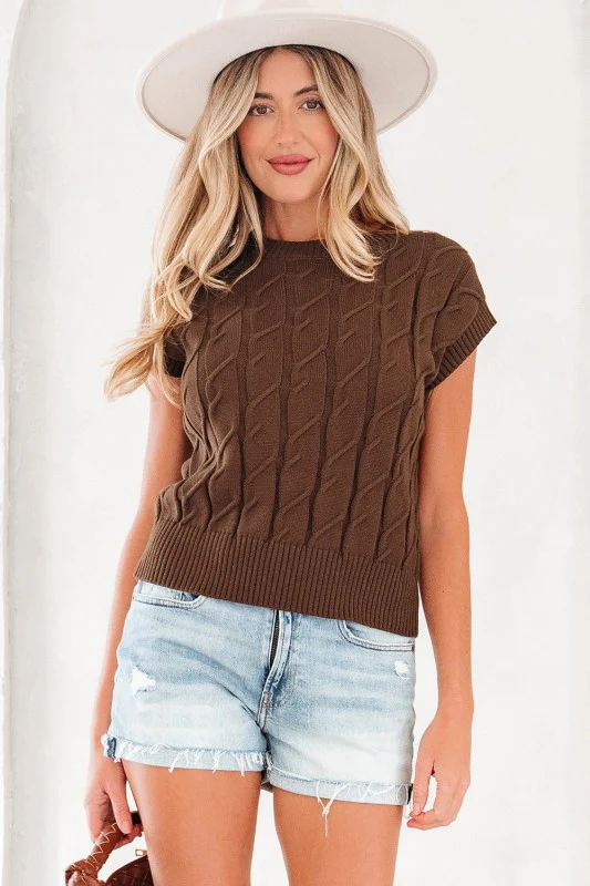 Cable Knit Textured Crew Neck Sweater Top - Image 7