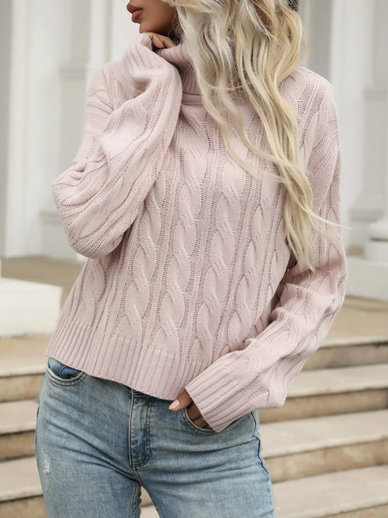 Cable Knit Turtleneck Sweater - Image 4