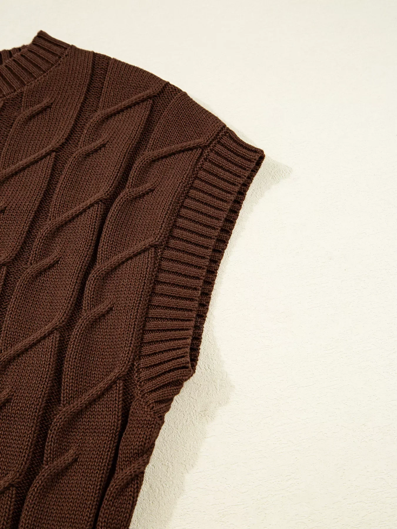 Cable Texture Crew Neck Short Sleeve Sweater Top - Image 6