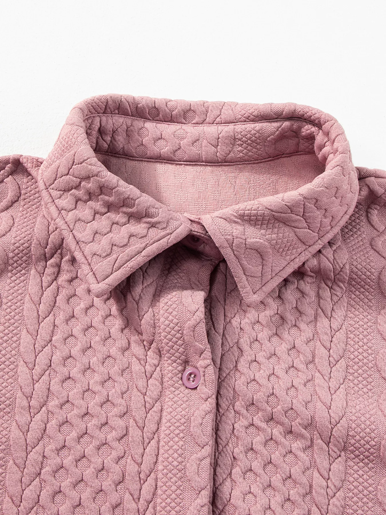 Cable Texture Puff Sleeve Loose Shacket - Image 32