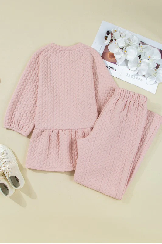 Cable Textured Top and Pants Set - Image 3