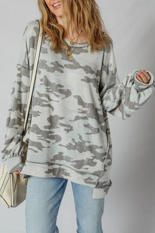 Camo Reverse Seam Drop Shoulder Sweatshirt - Image 5