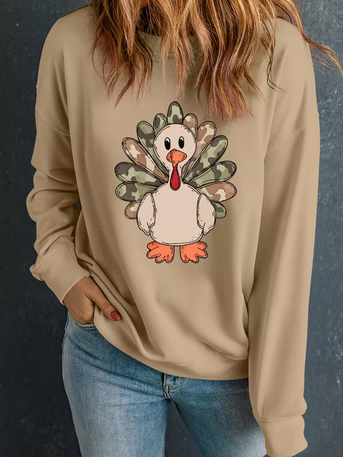 Camouflage Turkey Halloween Graphic Sweatshirt - Image 2
