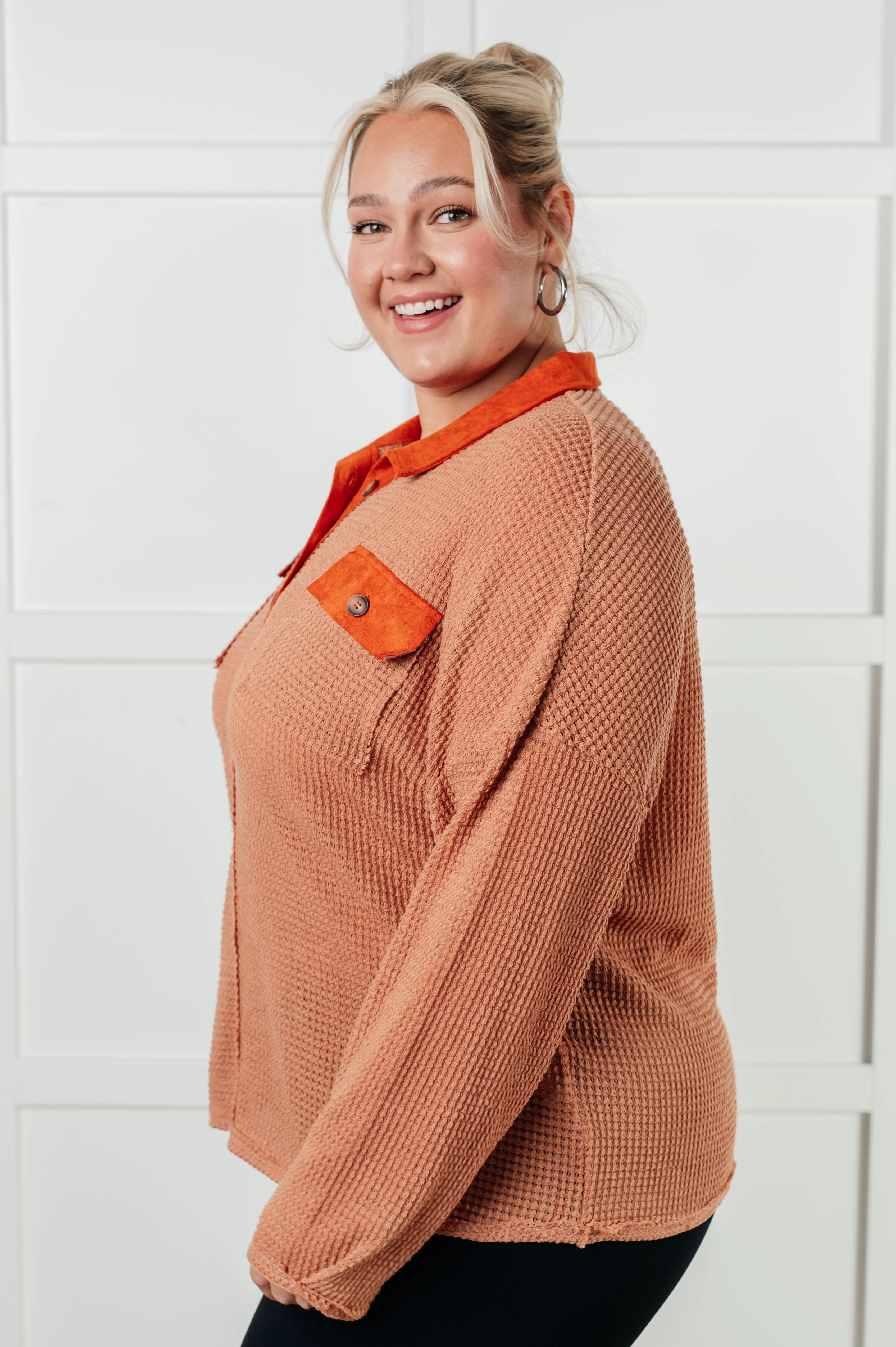 Can't Imagine Why Waffle Knit Contrast Trim Top - Image 6