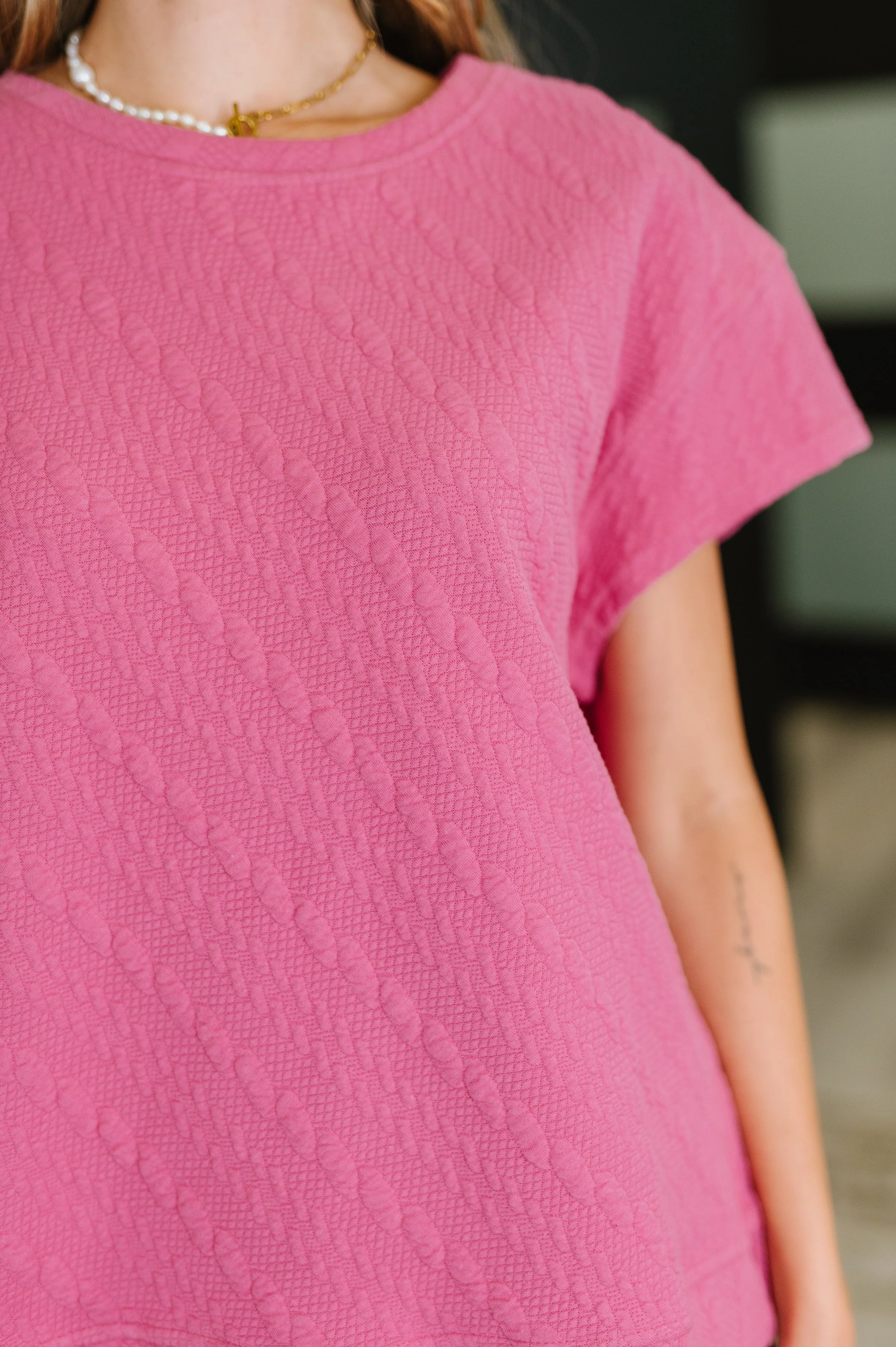 Can't Quit You Drop Shoulder Top in Magenta - Image 2