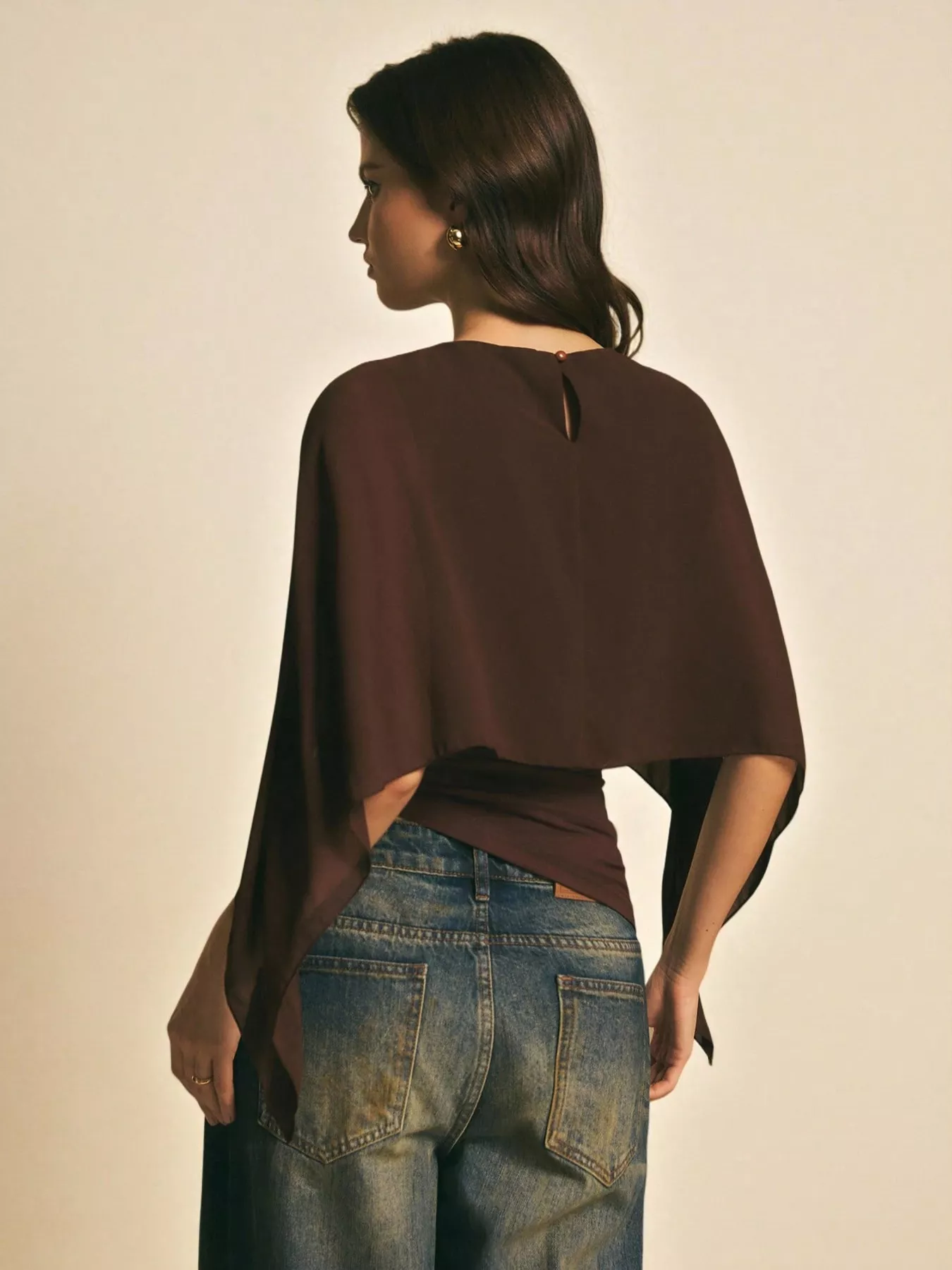Cape Sleeve Chiffon Top - Image 5