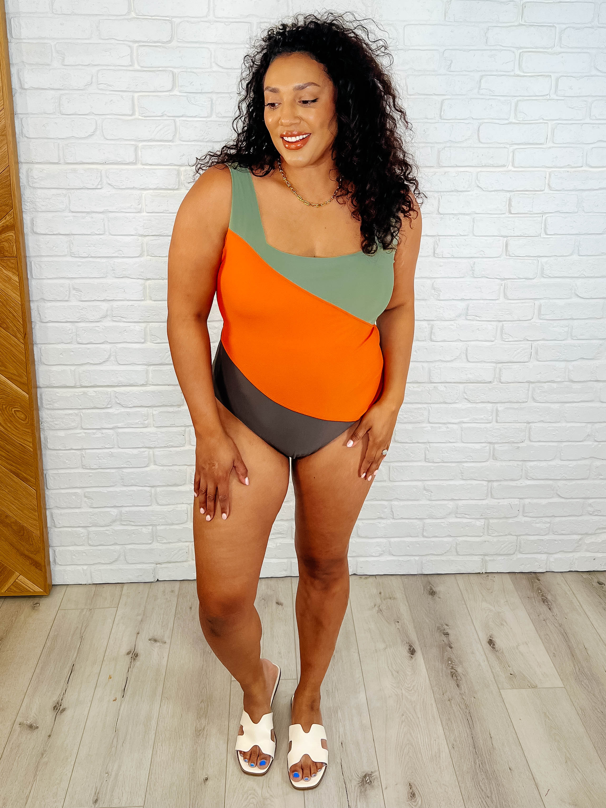 Cape Town Asymmetrical Stripe Swimsuit - Image 3