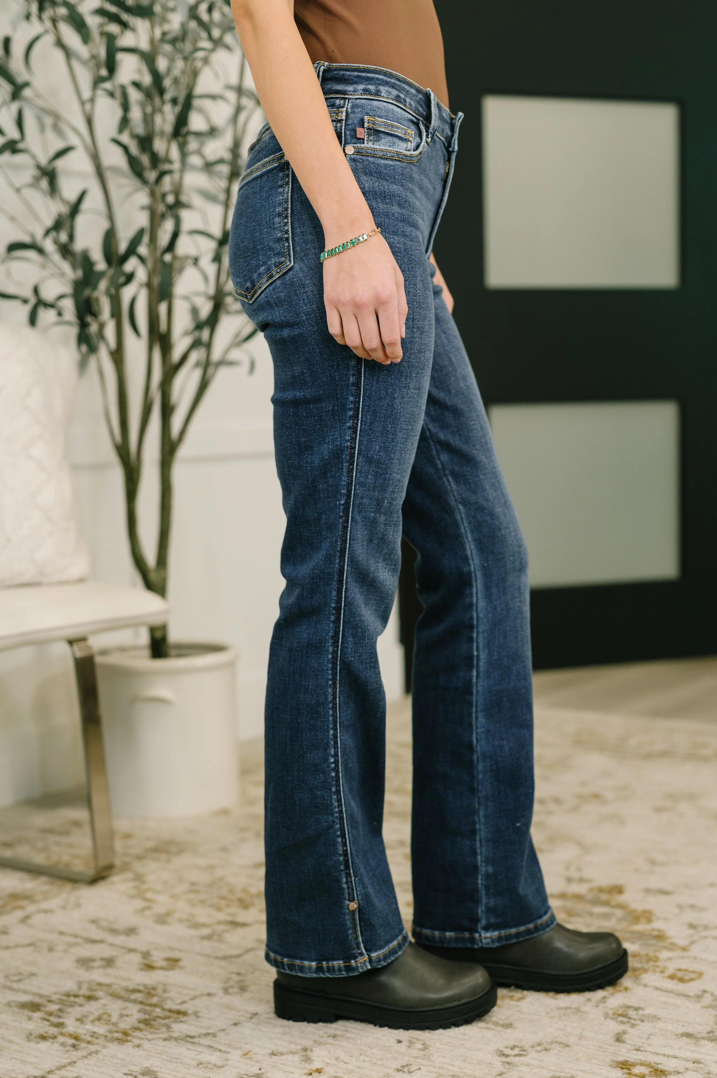 Casey Mid Rise Bootcut with Cell Phone Back Pocket & Slit - Image 4