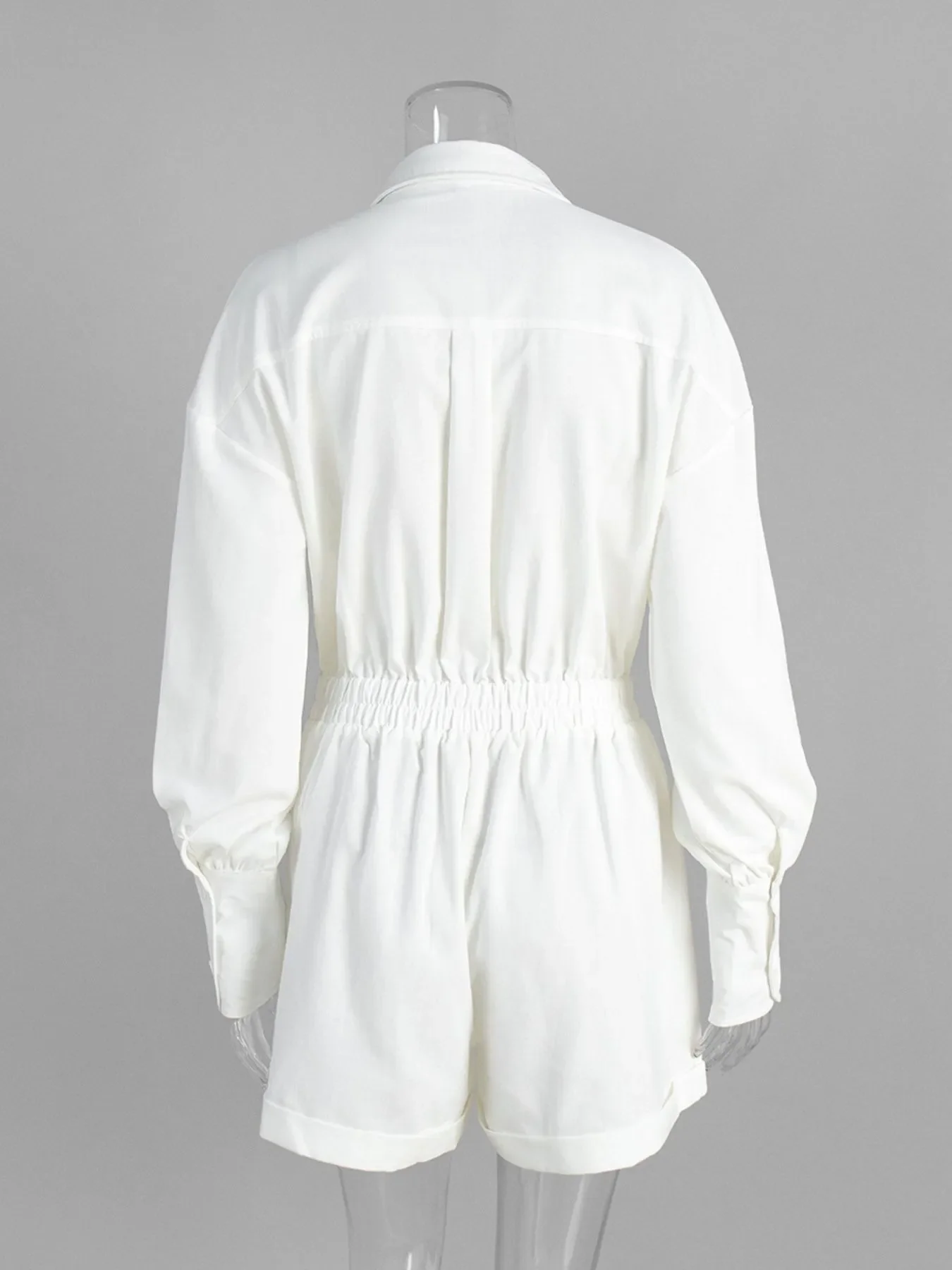 Casual Button Front Long Sleeve Romper - Image 6