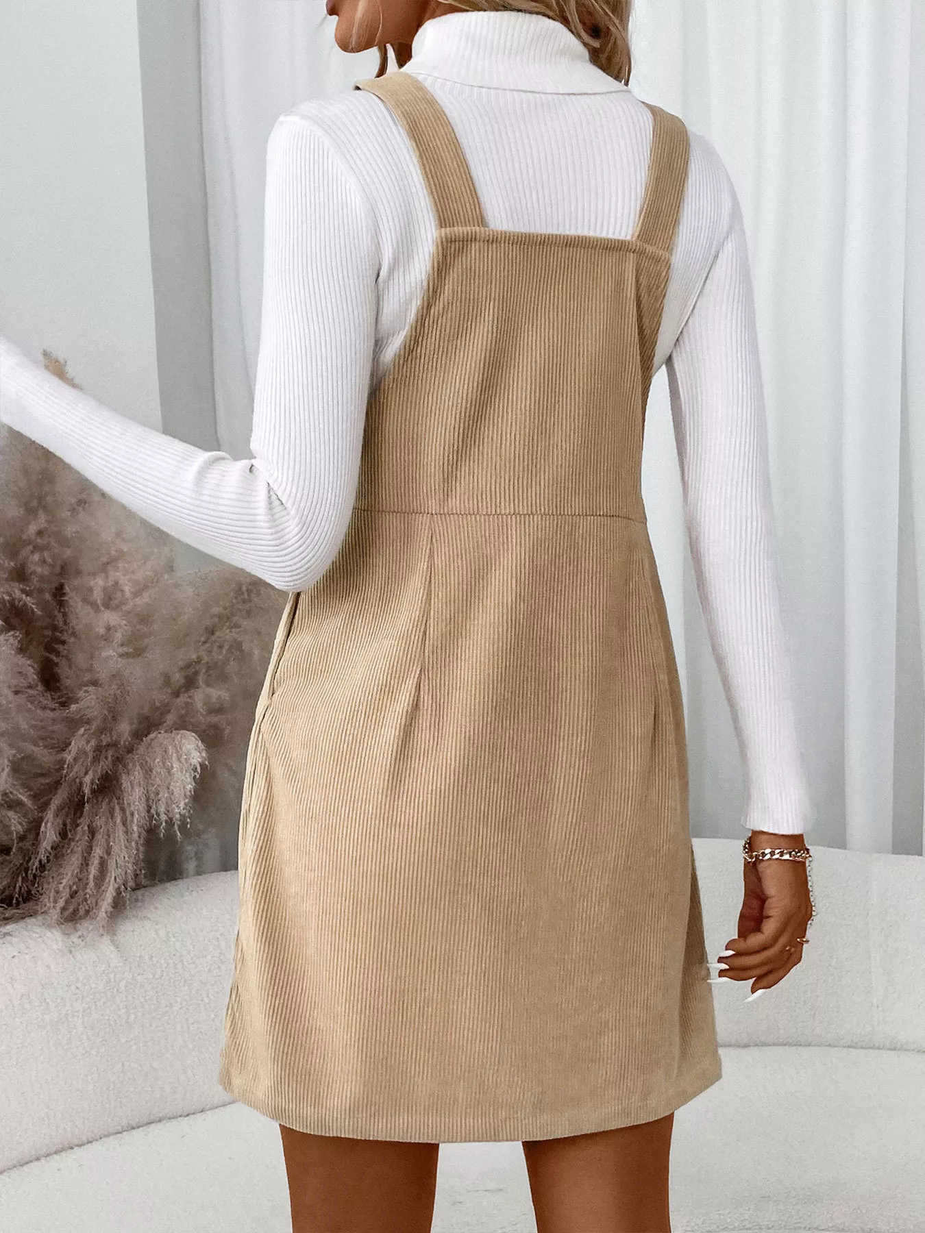 Casual Corduroy Overall Dress - Image 2