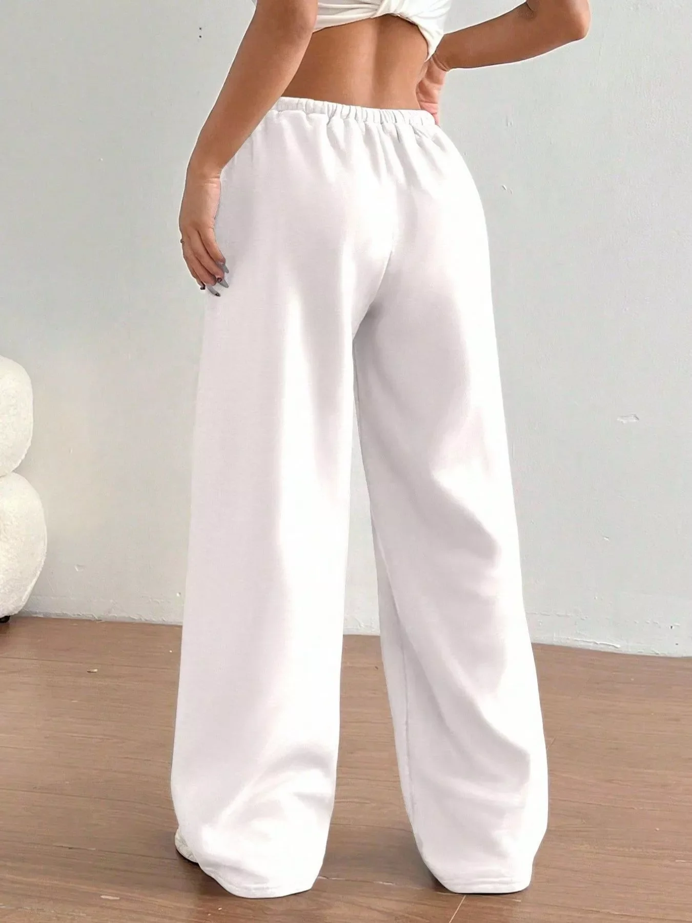 Casual Drawstring High Waist Wide Leg Sweatpants - Image 23