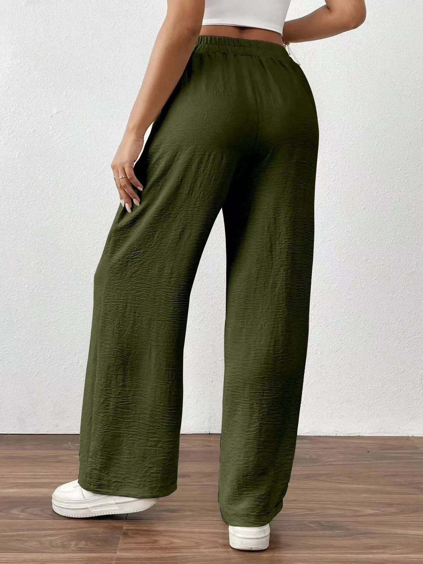 Casual Drawstring Wide Leg Pants - Image 10