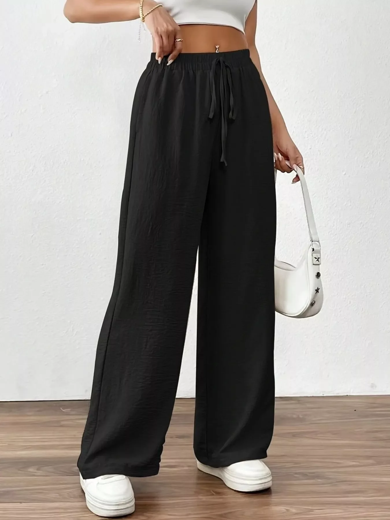 Casual Drawstring Wide Leg Pants - Image 5