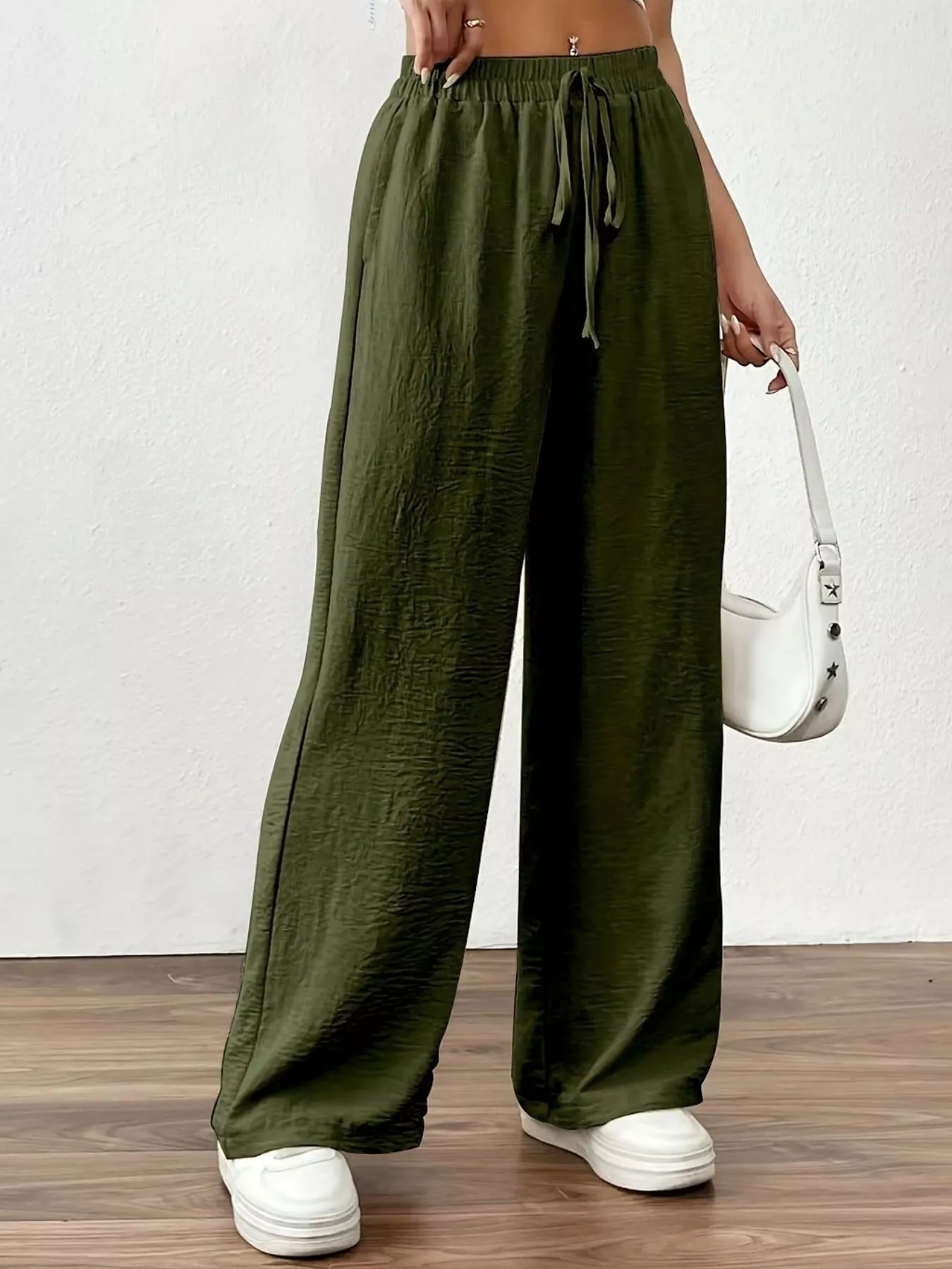 Casual Drawstring Wide Leg Pants - Image 9