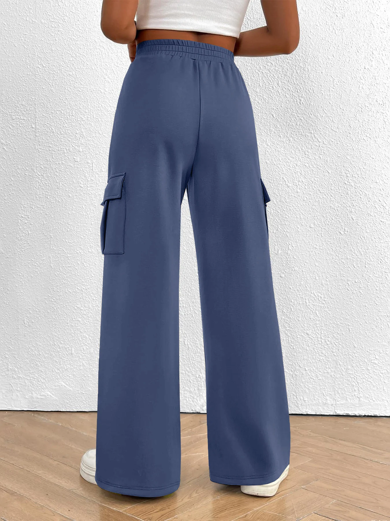Casual High Waist Cargo Pants with Drawstring - Image 13