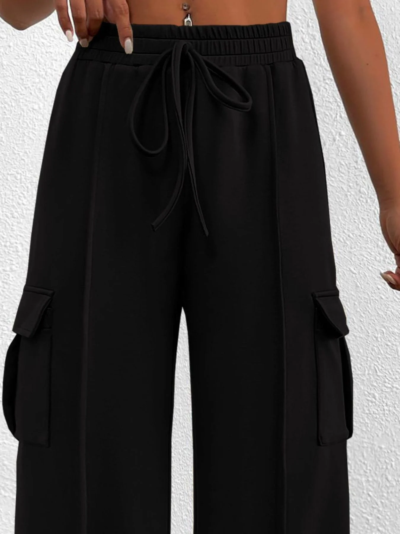 Casual High Waist Cargo Pants with Drawstring - Image 18
