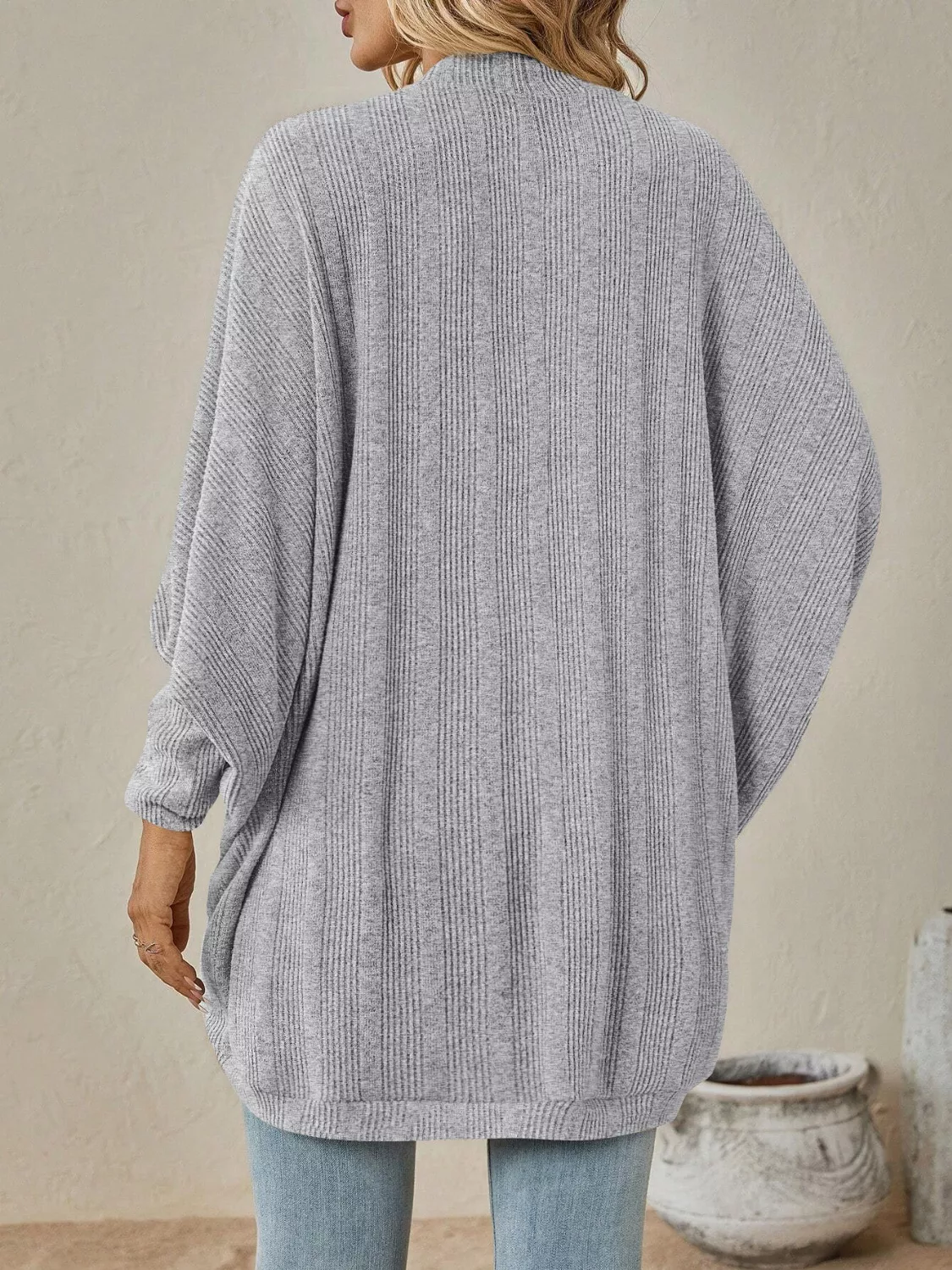 Casual Knit Open Front Cardigan - Image 2