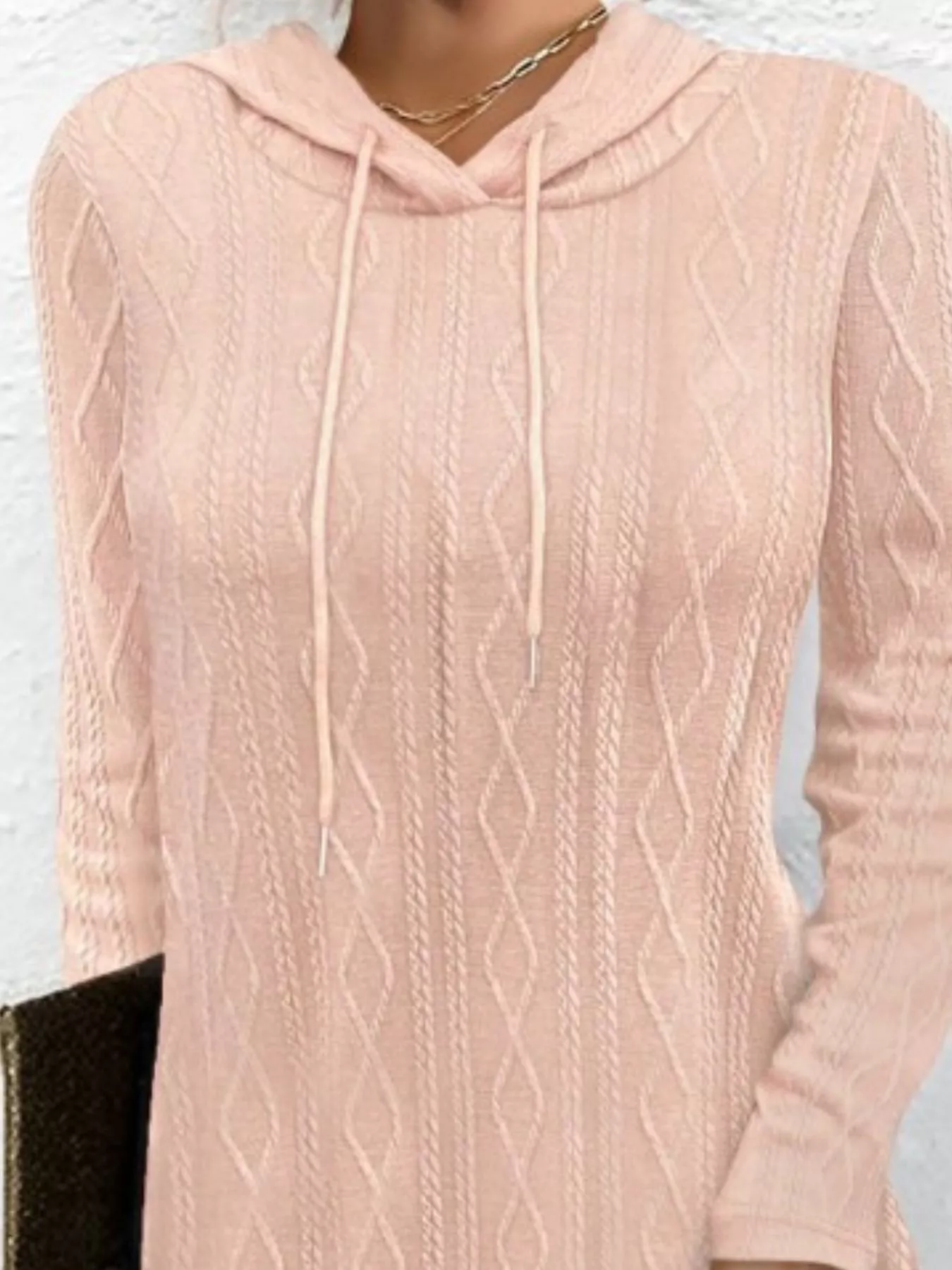 Casual Long Sleeve Hooded Knit Dress - Image 3
