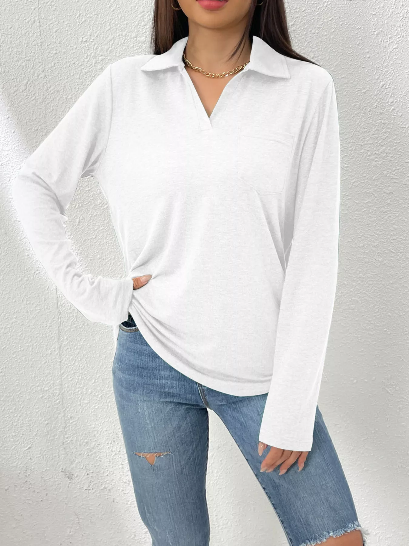 Casual Long Sleeve Polo T-Shirt - Image 13
