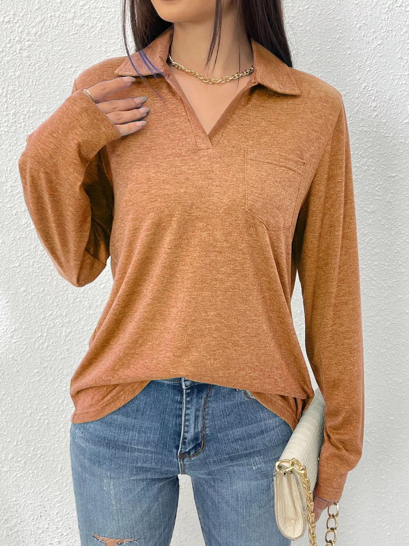 Casual Long Sleeve Polo T-Shirt - Image 7