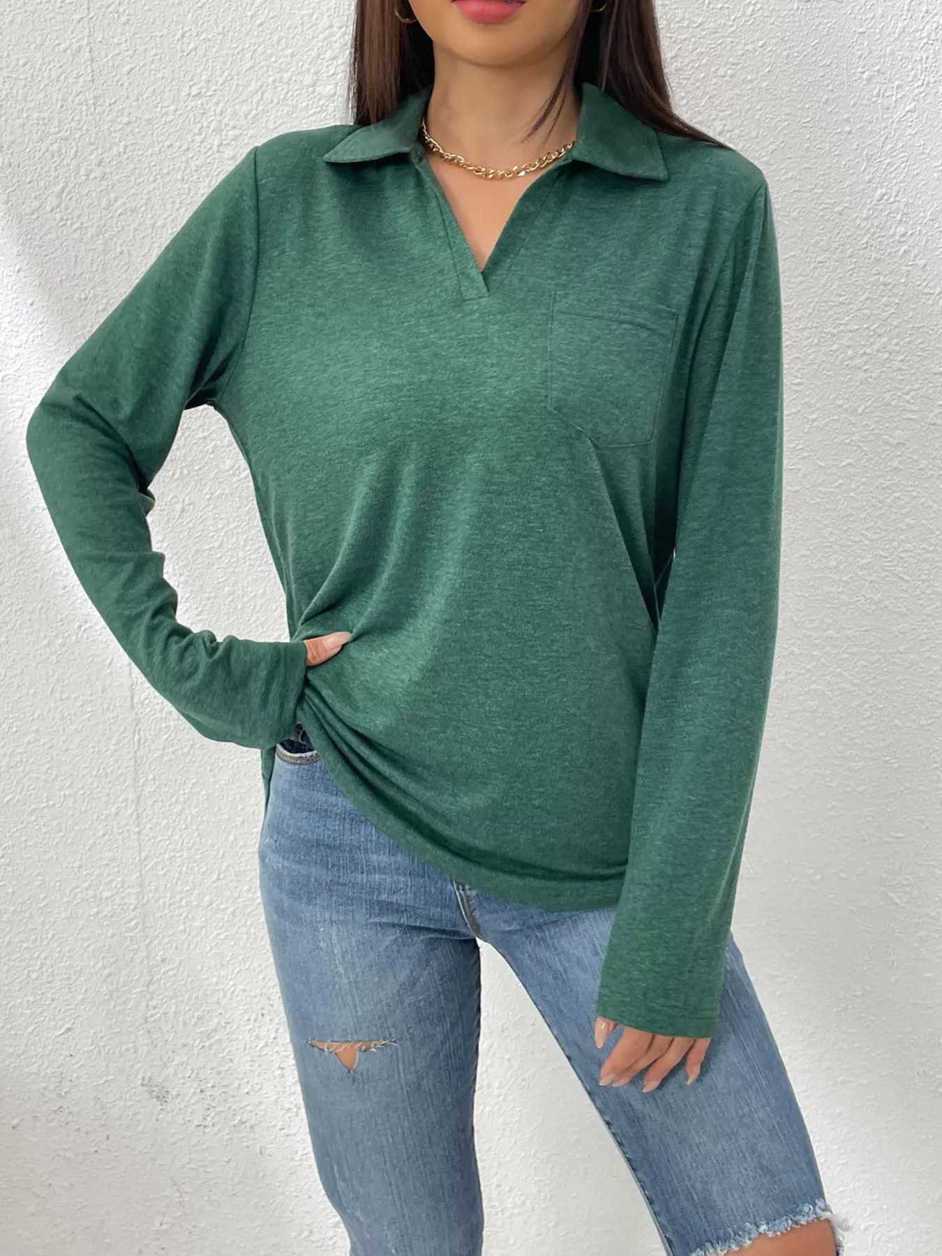 Casual Long Sleeve Polo T-Shirt - Image 9