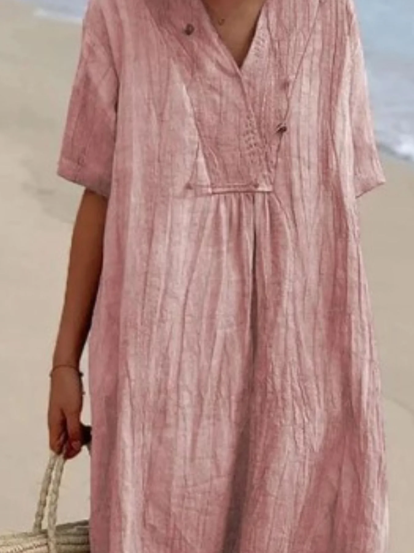 Casual Loose Short Sleeve Midi Dress - Image 12