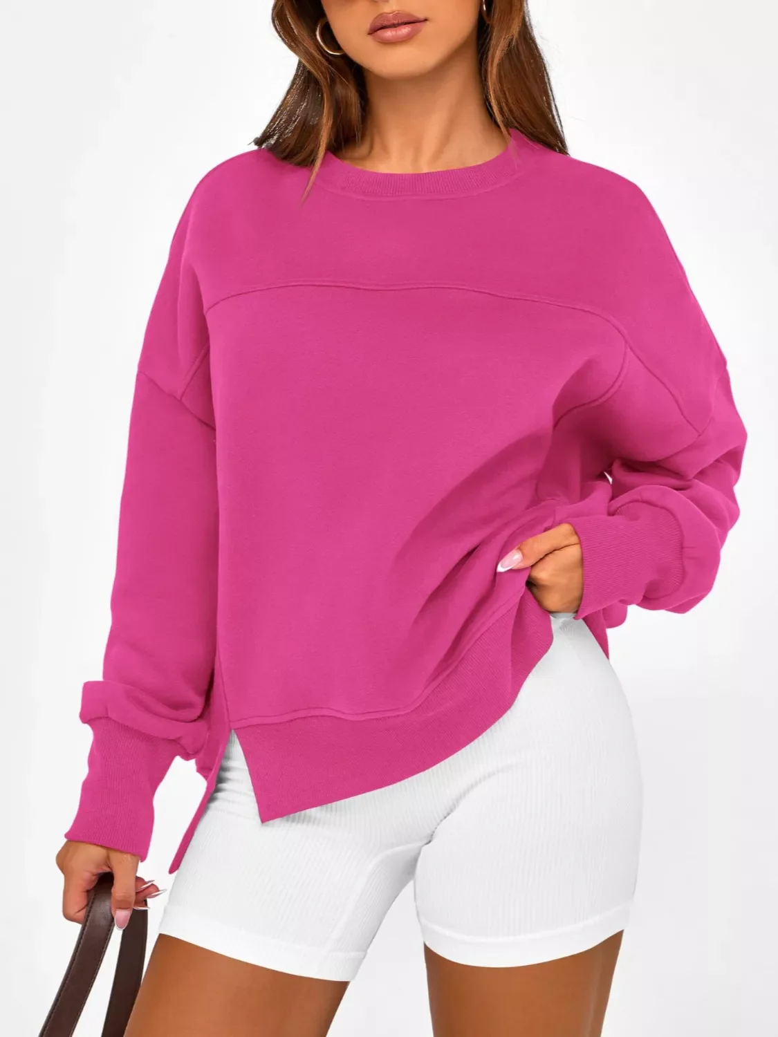 Casual Loose Side Slit Sweatshirt - Image 15